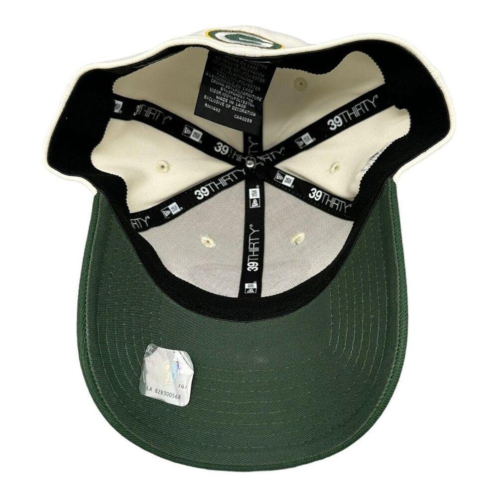 New Era 39THIRTY Green Bay Packers Hat Cream Green NFL Stretch Fit Cap Sz M/L - Picture 6 of 6
